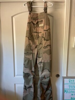 Burton Camo Wide-Leg Overalls in Tan and Olive